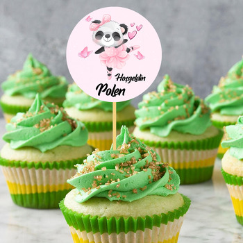 Pembe Balerin Panda Temalı Parti Kürdan Süs