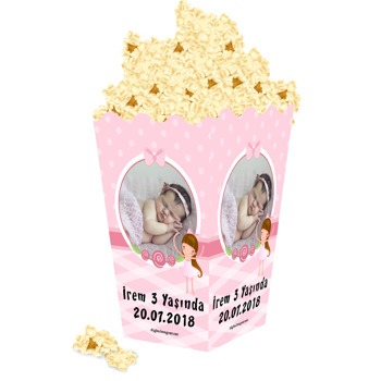 Pembe Balerin Temalı Temalı Popcorn Kutusu