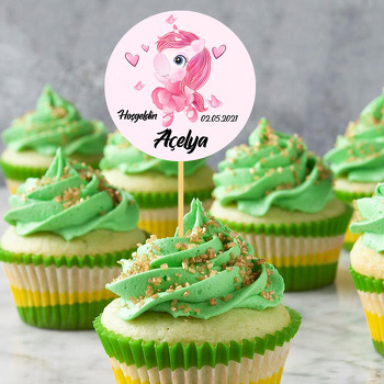 Pembe Balerin Unicorn Temalı Parti Kürdan Süs