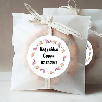 Pembe Balinalar ile Yıldız Temalı Sticker