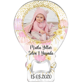 Pembe Balkabağı Temalı Resimli Balon Magnet Açacak