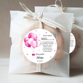 Pembe Balonlar ile Kalpli Nazar Duası Temalı Sticker