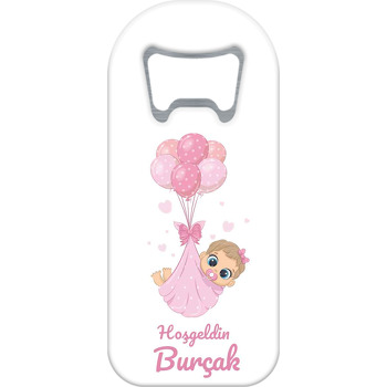 Pembe Balonlar ile Uçan Bebek Temalı Uzun Magnet Açacak