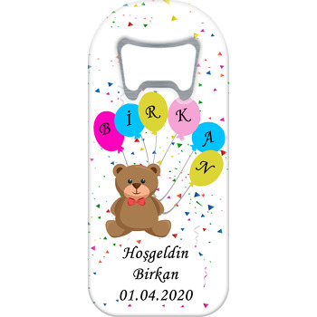 Pembe Balonlu Ayıcık ile 6 Harfli İsim Temalı Uzun Magnet Açacak