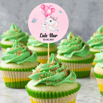 Pembe Balonlu Fil ile Tavşan Temalı Parti Kürdan Süs