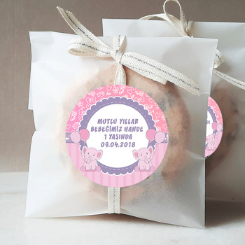 Pembe Balonlu Fil Temalı Sticker