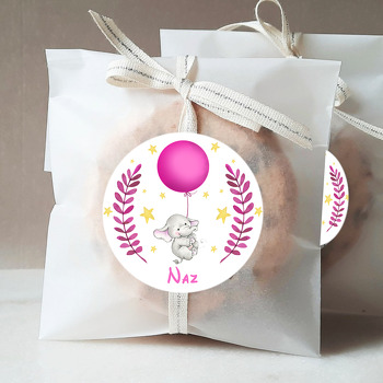 Pembe Balonlu Uçan Fil Temalı Sticker