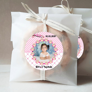 Pembe Baykuş Temalı Resimli Sticker