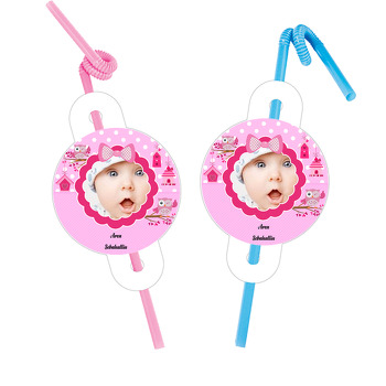 Pembe Baykuşlar 2 Temalı Resimli Pipet ve Kartı