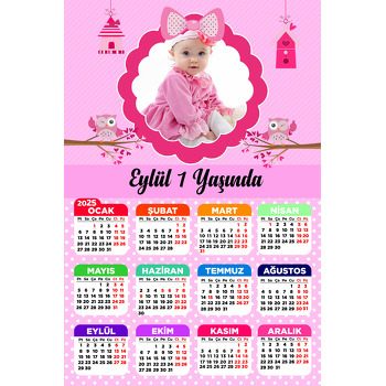Pembe Baykuşlar 2  Temalı Takvim Magnet