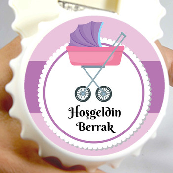 Pembe Bebek Arabası Temalı Hoşgeldin Bebek Kapak Açacak