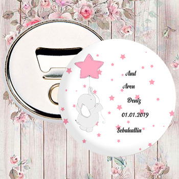 Pembe Bebek Fil Temalı Magnet Açacak