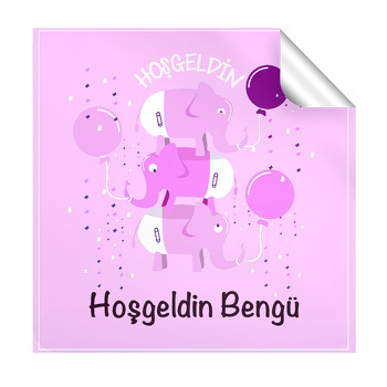 Pembe Bebek Filler Temalı Kare Etiket