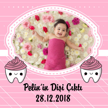 Pembe Beyaz Çerçeveli Diş Buğdayı   Kare Parti Afiş