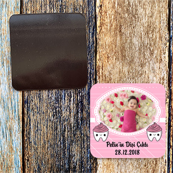 Pembe Beyaz Çerçeveli Diş Buğdayı Magnet