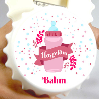 Pembe Biberon Temalı Hoşgeldin Bebek Kapak Açacak