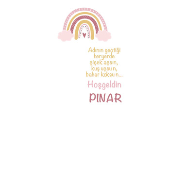 Pembe Bulutlu Gökkuşağı Temalı Hediyelik Kart