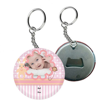 Pembe Çerçeve Temalı Hoşgeldin Bebek Arkası Açacak Anahtarlık