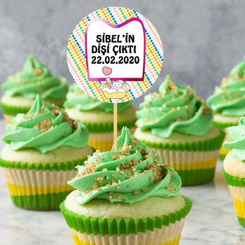 Pembe Çerçeveli Diş Temalı Kürdan Süs