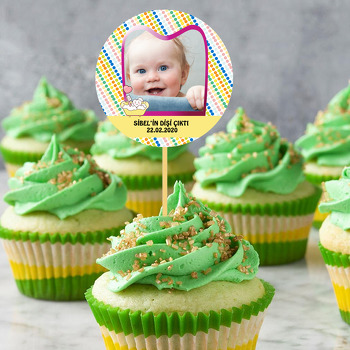 Pembe Çerçeveli Diş Temalı Resimli Kürdan Süs