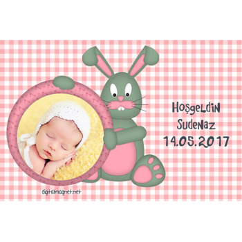 Pembe Çerçeveli Tavşan Magnet