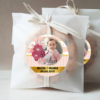 Pembe Çiçek Çerçeve Temalı Resimli Sticker