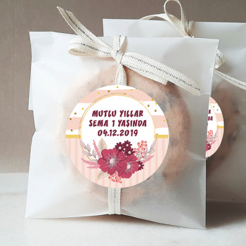 Pembe Çiçek Çerçeve Temalı Sticker