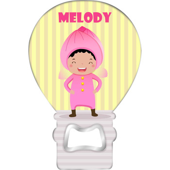 Pembe Çiçek Kostümlü Kız Çocuk Temalı Balon Ahşap Magnet 