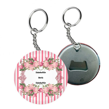 Pembe çiçek Temalı Hoşgeldin Bebek Arkası Açacak Anahtarlık