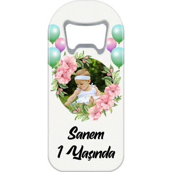 Pembe Çiçekler ile Balonlar Temalı Uzun Magnet Açacak