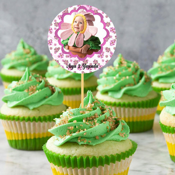 Pembe Çiçekler Temalı Resimli Kürdan Süs