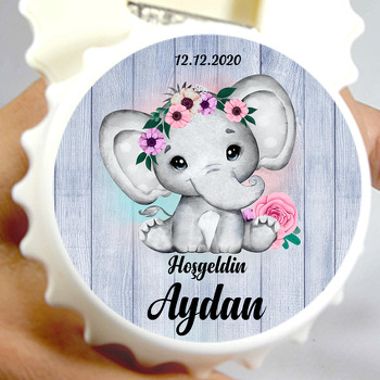 Pembe Çiçekli Fil Temalı Hoşgeldin Bebek Kapak Açacak