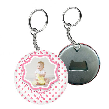 Pembe Çiçekli Temalı Hoşgeldin Bebek Arkası Açacak Anahtarlık