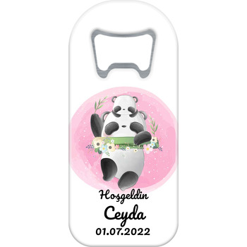 Pembe Daire Fonda Anne Çocuk Panda Dalda Temalı Uzun Magnet Açacak