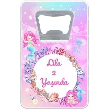 Pembe Denizkızı Temalı Dikdörtgen Magnet Açacak