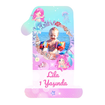 Pembe Denizkızı Temalı Doğum Günü Magnet