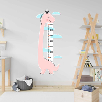 Pembe Dinazor Temalı Boy Cetveli Sticker