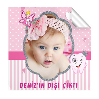 Pembe Diş Buğdayı Temalı Kare Etiket