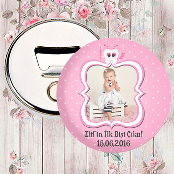 Pembe Diş Fıçası Temalı Diş Buğdayı Magnet Açacak