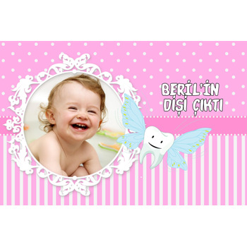 Pembe Diş Temalı Doğum Günü Plastik Magnet