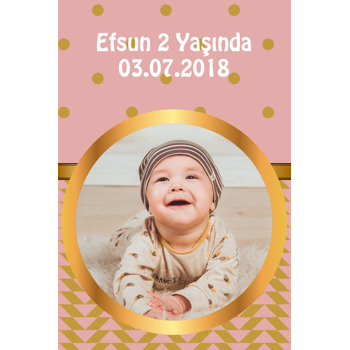 Pembe Dore Desen Temalı Doğum Günü Magnet