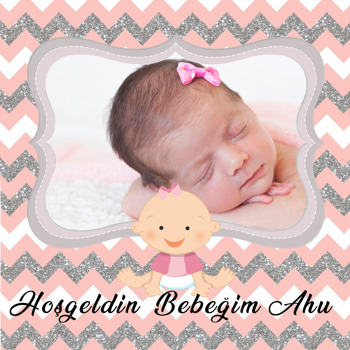 Pembe Dore Temalı Bebek   Kare Parti Afişi