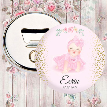 Pembe Elbiseli Bebek Temalı Magnet Açacak