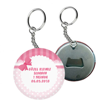 Pembe Fiyonk Temalı Arkası Açacak Anahtarlık