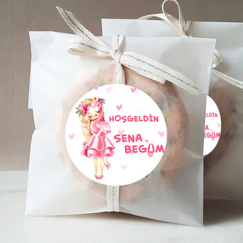 Pembe Flamingo ile Sevimli Kız Temalı Sticker