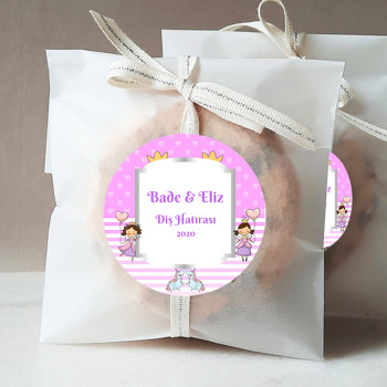 Pembe Fonda İkiz Diş Buğdayı Temalı Parti Sticker