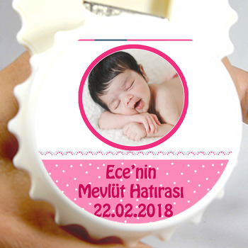 Pembe Fonlu 2 Temalı Bebek Kapak Şekilli Magnet Açacak