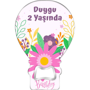 Pembe Gerbera Papatya Temalı Balon Ahşap Magnet 