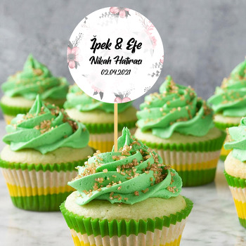 Pembe Gri Çiçekler Temalı Parti Kürdan Süs