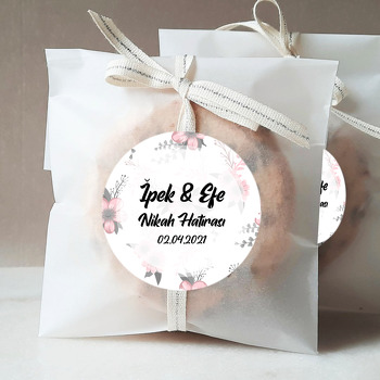 Pembe Gri Çiçekler Temalı Sticker